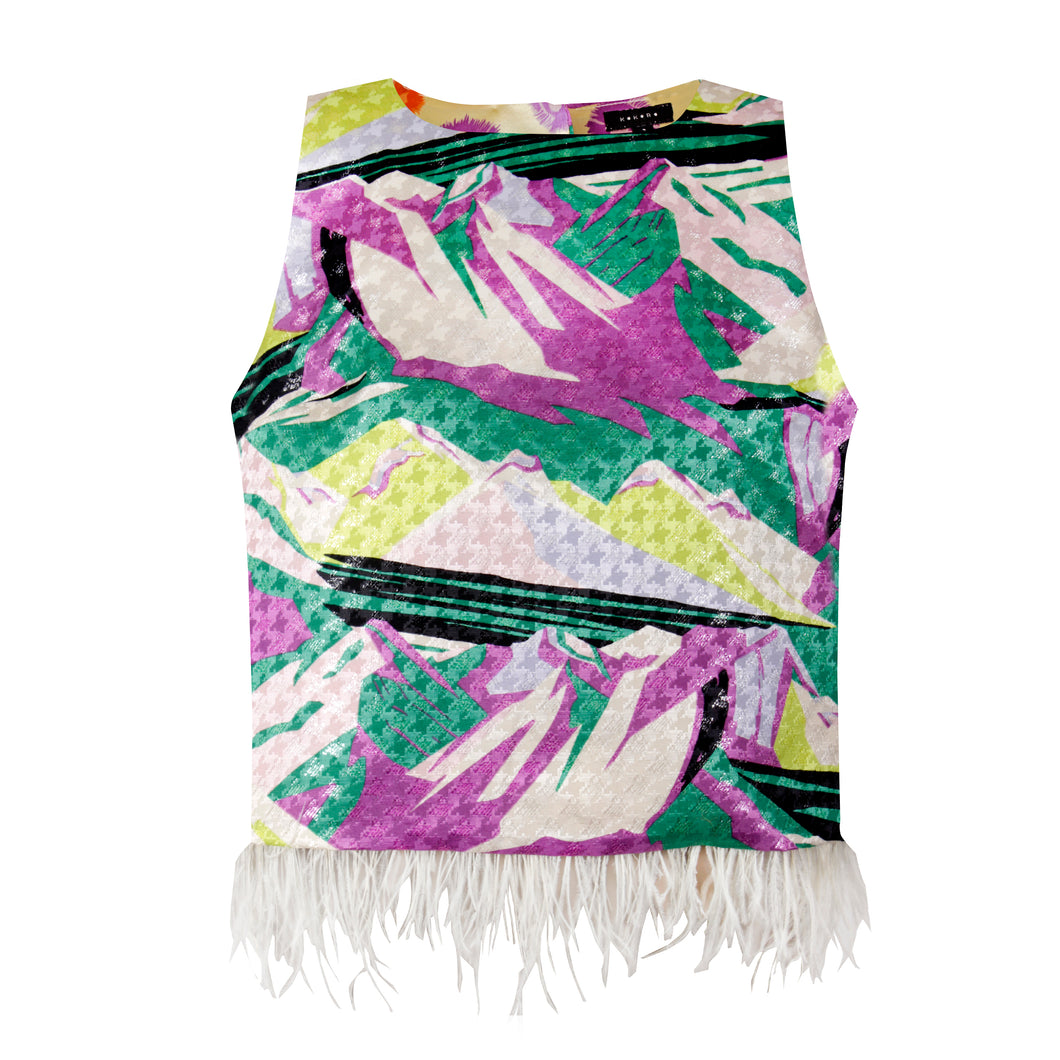 Halter Feathers Top