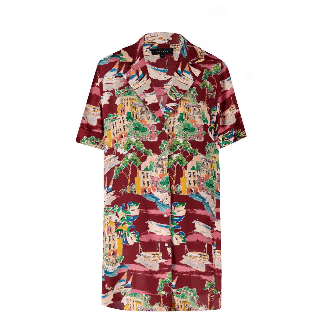 Notched Collar Short Dress